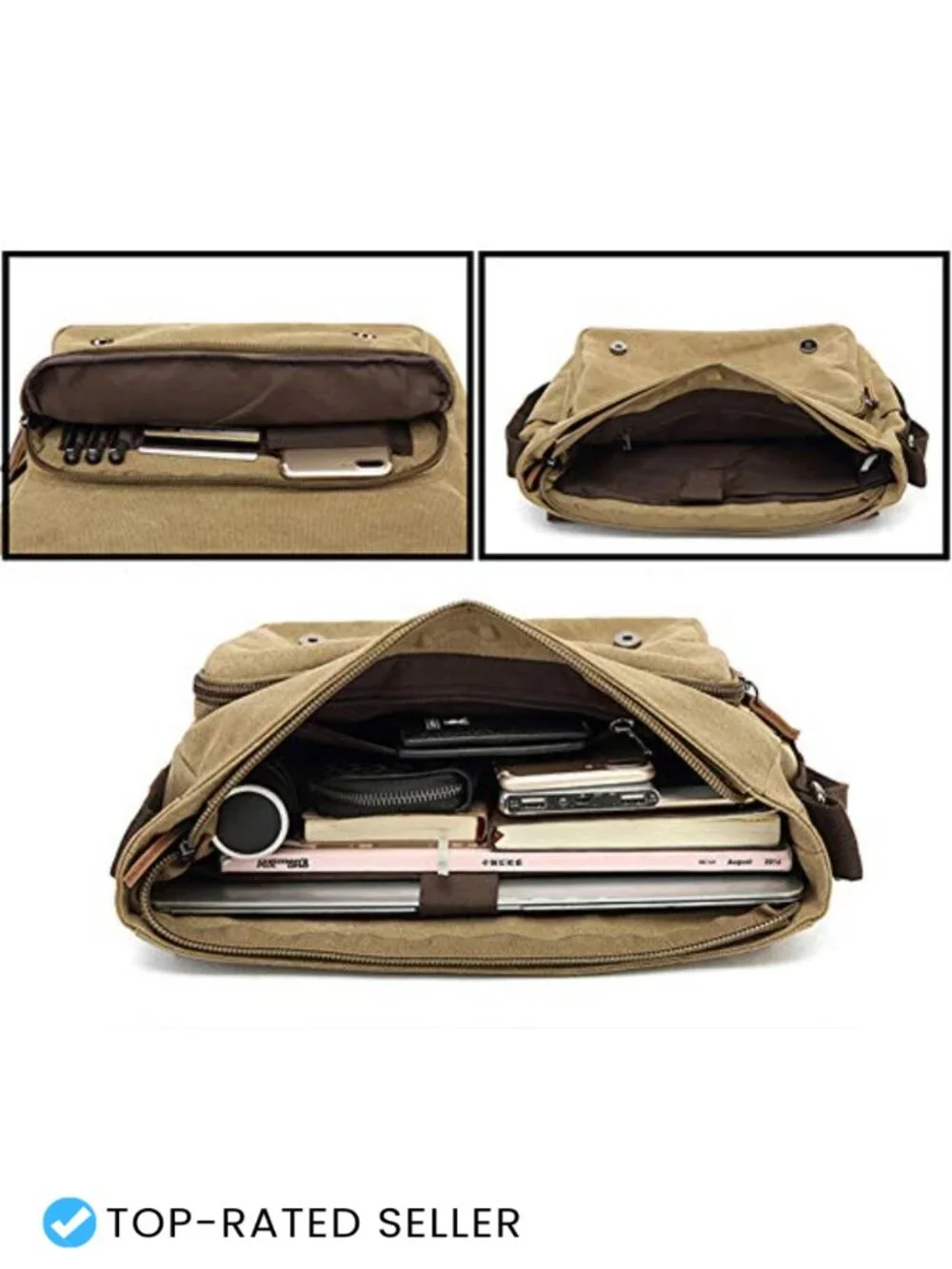Large Canvas Messenger Bag for Men Women, 15